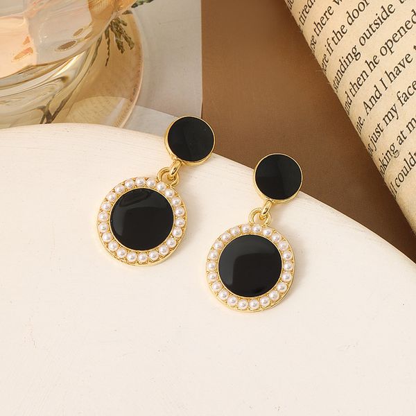 

plated 925 silver luxury brand designers letters stud geometric famous women round crystal rhinestone earring wedding perty jewerlry circula, Golden;silver