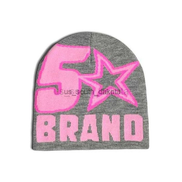 

beanie 2023 winter knitted hat y2k beanie fun print pullover hats men caps kpop fashion quality women's bonnet l0825, Blue;gray