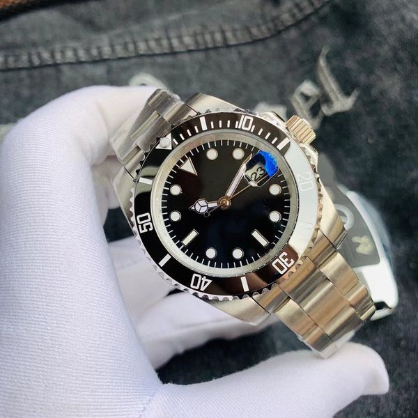 

luxury watch 40mm automatic mechanical ceramic classic stainless steel waterproof glow-in-the-dark sapphire watch, Slivery;brown