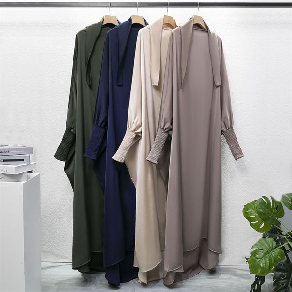 

ethnic clothing muslim abaya prayer dress hooded smocking sleeve women jilbab islamic clothing dubai saudi black robe turkish modesty 230824, Red