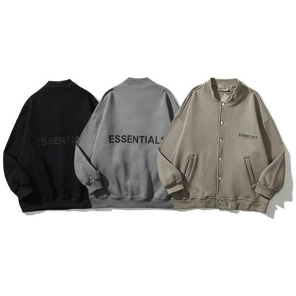 

ess hoodie high street back silicone letter ins loose bomber jacket men's and women's jacket, Black;brown