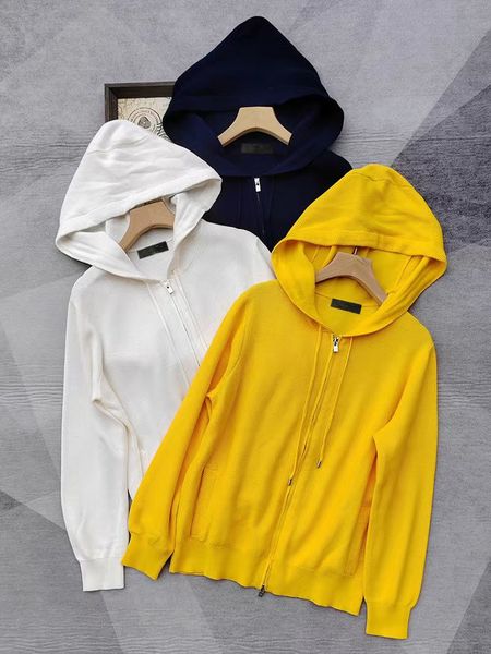 

women's knits tees naizaiga 100 cotton pineapple needle hooded drawstring zipper knitted yellow white black women cardigan sweater qwx3