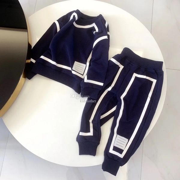 

baby two piece set kid designer sweater long sleeve kids clothes toddler pullover girl boy sets brand children clothe letters sports casual, White