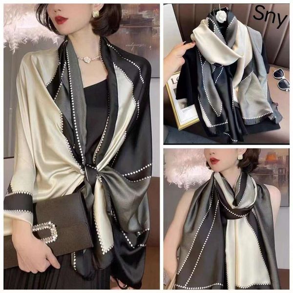 

silk scarf vest all match travel sunblock beach shawl, Blue;gray