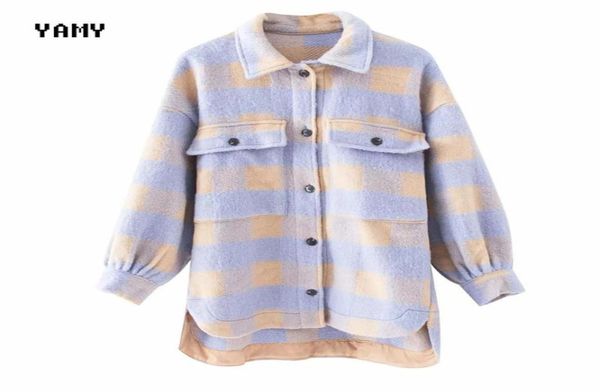 

new purple color womens oversized jacket coat loosefitting pocket checked overshirt zoravicky winter long wool jacket outerwear7772933, Black;brown