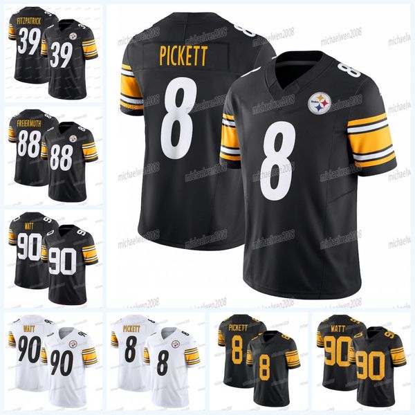 

2023 george pickens 8 kenny pickett tj watt steelers football jersey 24 joey porter jr franco najee harris troy polamalu minkah fitzpatrick, Black;red