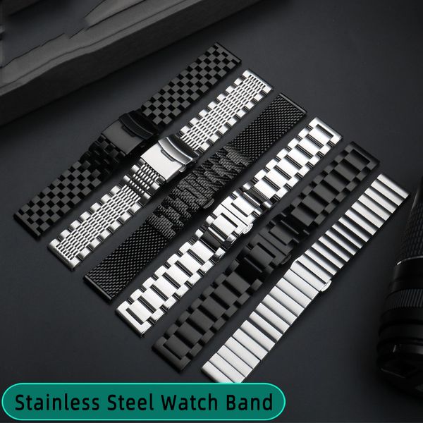 

watch bands stainless steel watch band bracelet 20 22 23 24mm women men solid metal wristband replacement strap accessories with tool 230824, Black;brown