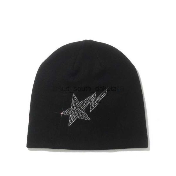 

beanie/skull caps diamond star hats cap beanie men women knitted pullover wool hat caps warm hat hip-hop rhinestone winter knitted cap y2k l, Blue;gray