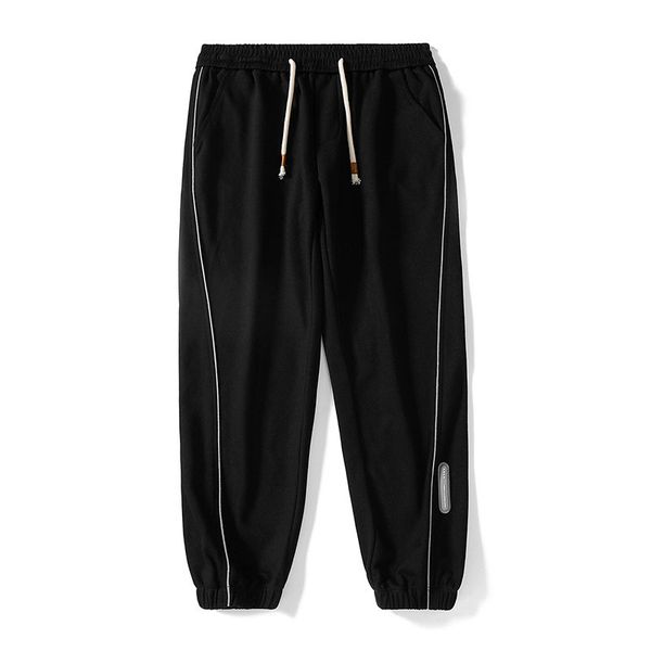 

men's pants reflective strip tracksuit men loose jogger running trousers comfortable jersey track casual urban sweatpants male 230824, Black
