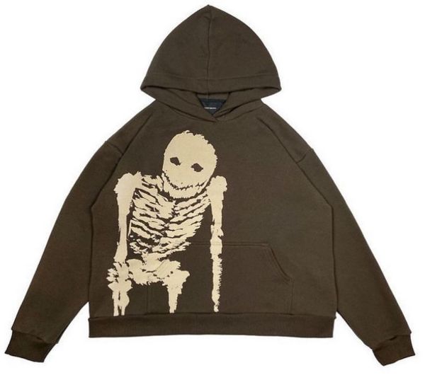 

women's hoodies sweatshirts fashion trend retro high street casual skull print pattern super david jacket female y2k gothic punk sweate, Black