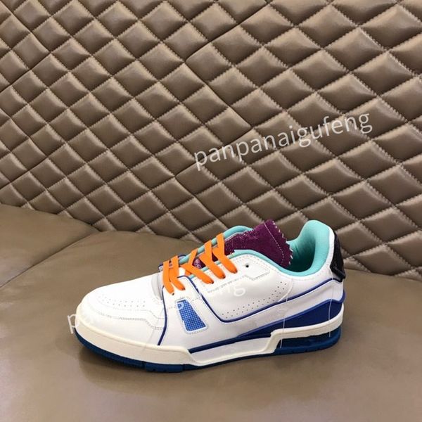 

2023 new designer sports shoes casual shoes calfskin leather white red blue letter overlay platfor low sports shoes training shoes sizes 39-, Black