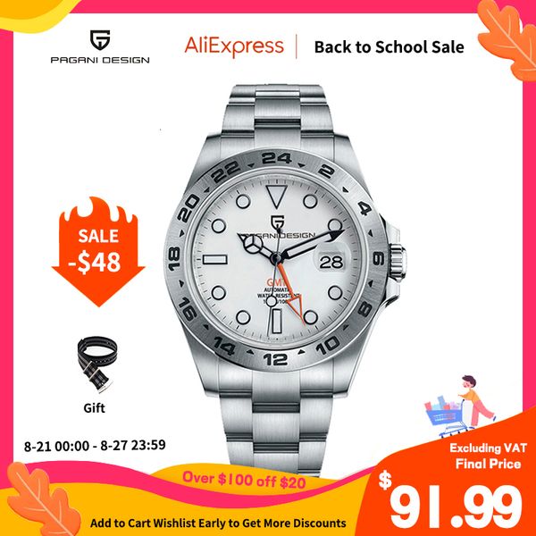 

wristwatches pagani design men's automatic mechanical watches gmt watch 42mm sapphire stainless steel waterproof watch reloj hombre 230, Slivery;brown