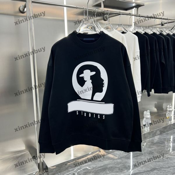 

xinxinbuy men women designer sweatshirt paris portrait letter print sweater green gray blue black white m-2xl, Black;brown