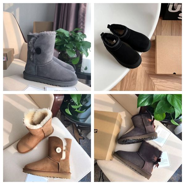 

snow boots women ultra mini boots ugges winter products gifts advanced design ankle soft comfortable sheepskin platform booties keep warm pl, Black