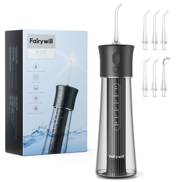 

other oral hygiene fairywill f30 water flosser 5 mode irrigator for teeth dental jet rechargeable portable 300ml tank cleane 230824