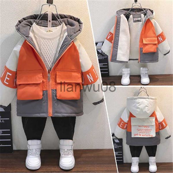 

down coat boys down outwear winter children fashion cotton thick velvet hoodies coats for baby boy kids warm jacket toddler outfits parkas x, Blue;gray