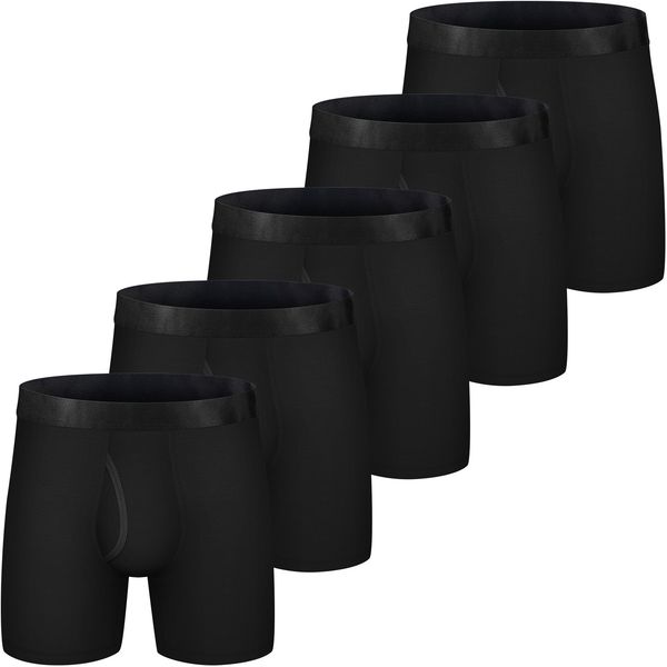 

underpants 5pcs men's boxer briefs performance breathable tagless comfy silk waistband 6 with fly y230824, Black;white