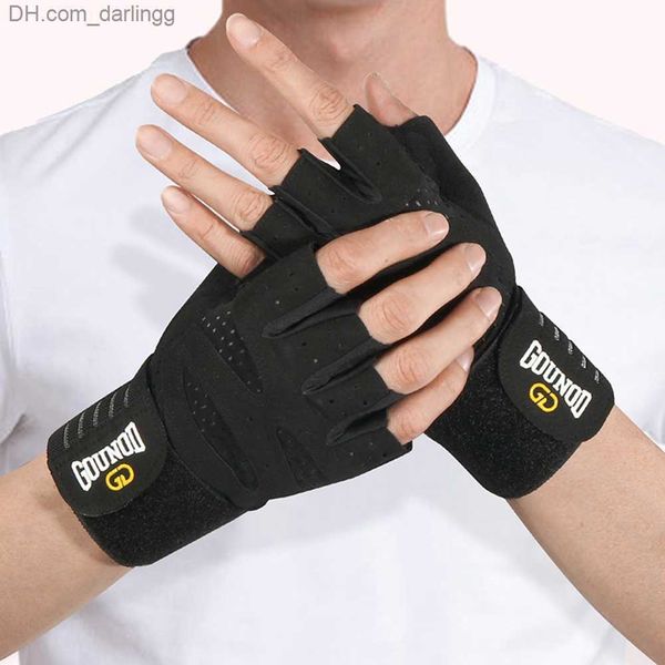 

weightlifting gym men gloves body building half finger workout gloves breathable fingerless gloves for training/exercise/fitness q230825, Black