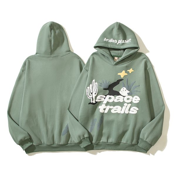 

men's tracksuits y2k streetwear broken heart space trails foam hooded hoodies pullover loose casual fleece sweatshirts for men oversize, Gray