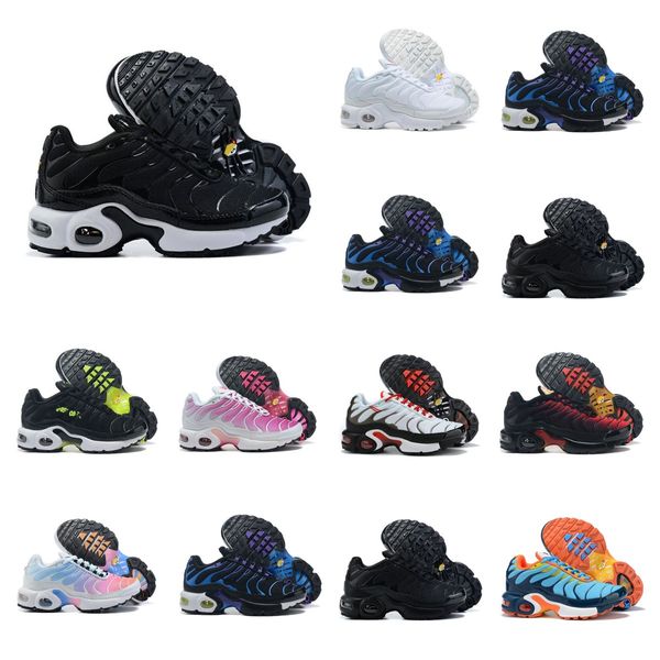 

2023 tn plus kids shoes designer athletic youth children outdoor sneaker triple white black gold red laser blue toddler girls boys kid child