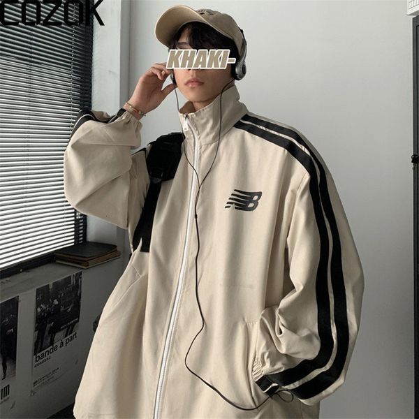 

men's jackets korean casual sports jacket men spring patchwork college bomber windbreaker street fashion loose varsity baseball coat 23, Black;brown