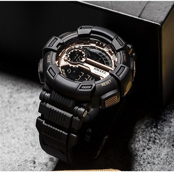 

smael sport watches camouflage watch band smael men watch 50m waterproof s shock watch men led 1366252c, Slivery;brown