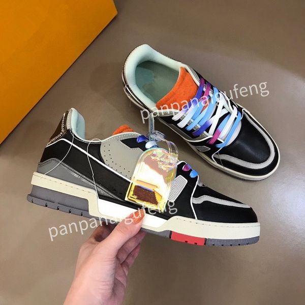 

2023 r sports shoes casual shoes calfskin leather white blue letter overlay platfor low sports shoes training shoes sizes 39-44 rd2209012, Black
