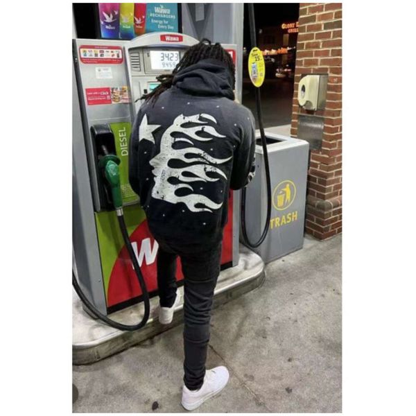 

men's hoodies sweatshirts men's hoodies sweatshirts hellstar high street vintage letter print hoodie fashion sports men's and, Black