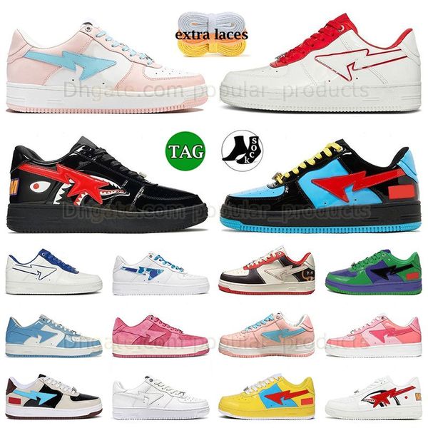 

wholesale casual shoes sk8 shark black paste pink white red mens womens sneaker abc camo white blue camo combo red paste green walking shoe