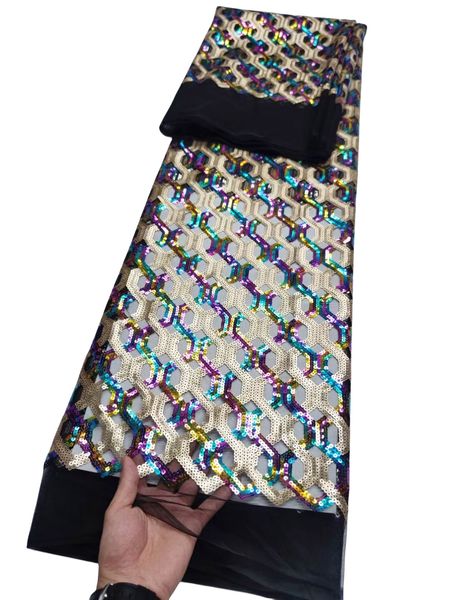 

sequins lace fabric 5 yards dresses for women african nigerian lady evening banquet party clothing dentelle sewing craft female costume 2023, Black;white
