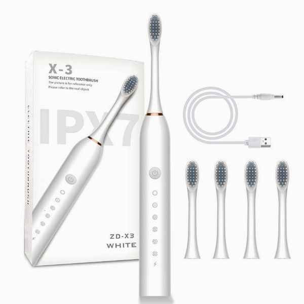 

toothbrush electric sonic toothbrush 4 brush heads smart ultrasonic dental teeth whitening 6 mode usb charger rechargeable toothbrush 230824