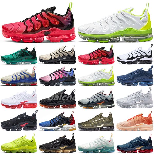 

2023 tn plus running shoes vapors maxes man women triple white black laser blue volt glow oreo breathable sneakers trainers outdoor sports e, White;red