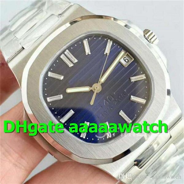 

pf men wristwatches 5711 1p mens watch 40th anniversary 324cs automatic watches date display blue dial stainl318g, Slivery;brown