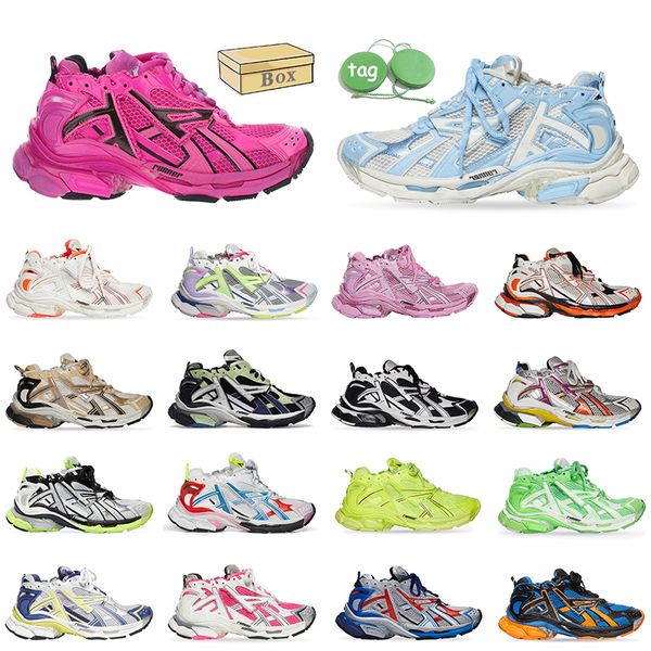 

luxury brand designers pairs casual shoes 7 track runner 7.0 women men transmit sense retro trainers graffiti black white pink blue deconstr