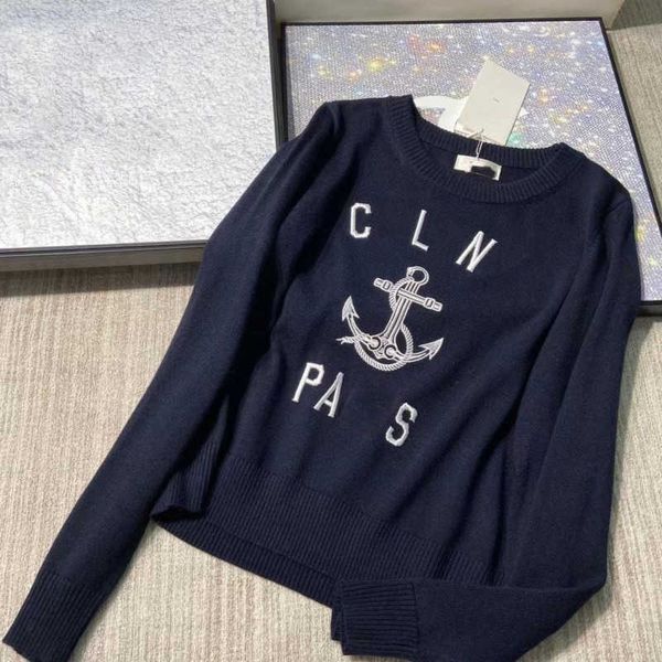 

wool sweater women knitted sweatshirt ce embroidery tank r long sleeved t shirt round neck hoodie pullover coat american women's clothi, White;black