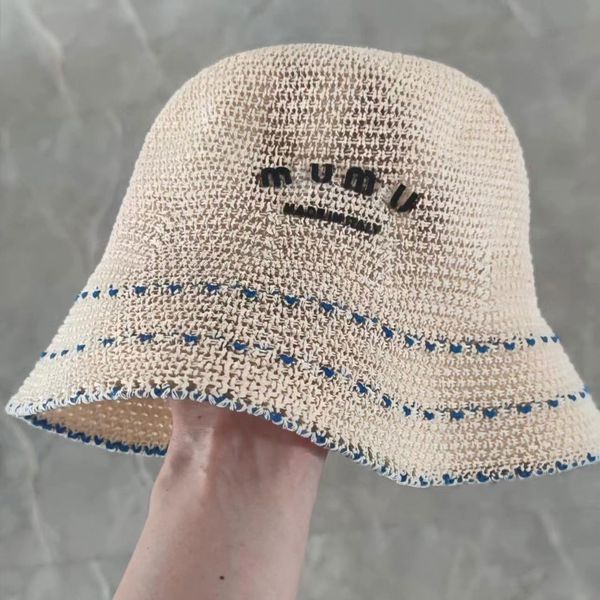 

mi u khaki striped fisherman hat designer luxury bucket hat, Blue;gray