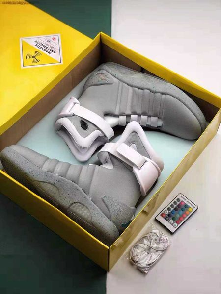 

automatic laces air mag sneakers marty mcfly's led shoes man back to the future glow in the dark gray boots mcflys sneaker, Black