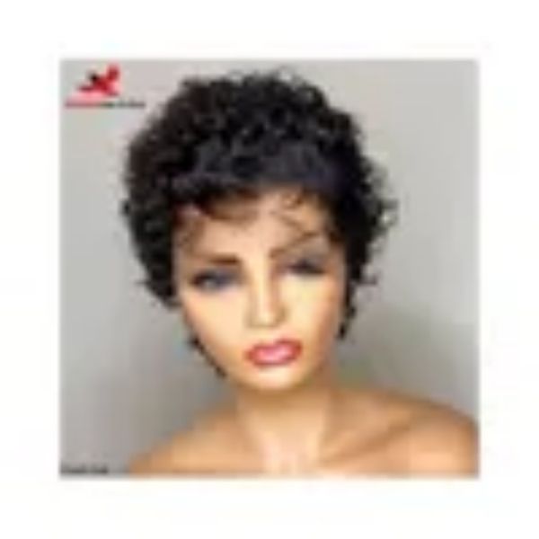 

elf cut human hair wig short lace front bob elf wig, Black;brown