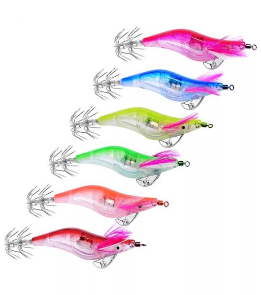 

10135cm electronic led glow shrimp lure squid hook mix colours order3166991
