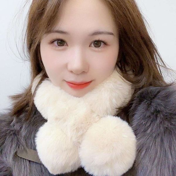 

plush scarf for men and women winter all matching girls imitation rabbit fur thick crossed high grade feeling, Blue;gray
