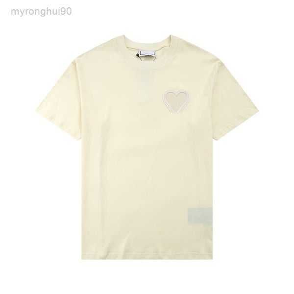 

paris fashion mens designer t shirt amis embroidered red heart solid color big love short sleeve t-shirt for men and womenuivpuivp 1atp 1atp, White;black