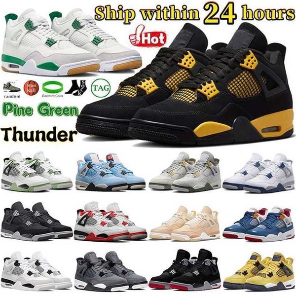 

men jumpman 4 4s basketball shoes women sports snerkers red thunder pine green seafoam black canvas white oreo sail university blue for mens