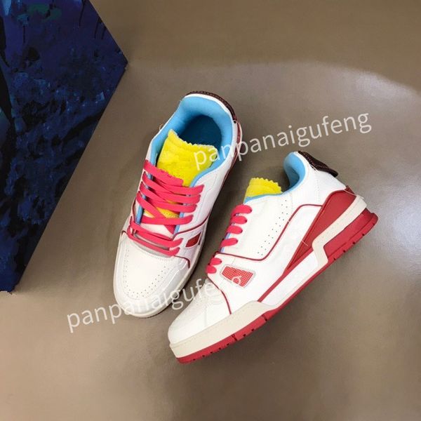 

2023 luxury designer sports shoes casual shoes calfskin leather white red blue letter overlay platfor low sports shoes training shoes sizes, Black