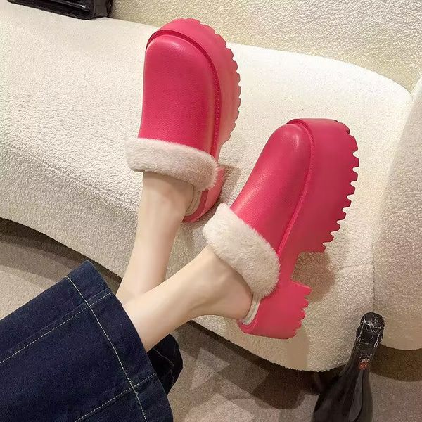 

cotton slippers women winter fashion wear indoor soft soles warm non-slip fluffy casual all-match thick soled boots, Black