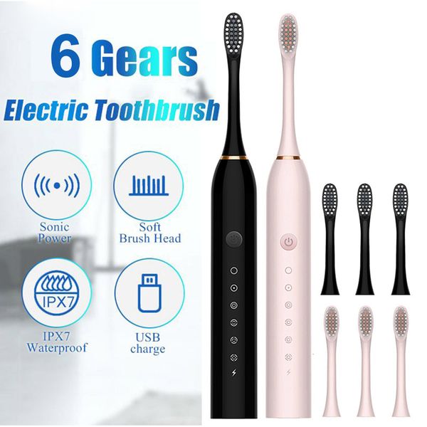

toothbrush sonic electric toothbrush ultrasonic automatic usb rechargeable ipx7 waterproof toothbrush replaceable tooth brush head j189 2308