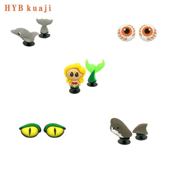 

hybkuaji 2pcs/set mermaid super 3d cro c shoe charms wholesale pvc buckles for shoes decorations accessories basketball football, White;pink