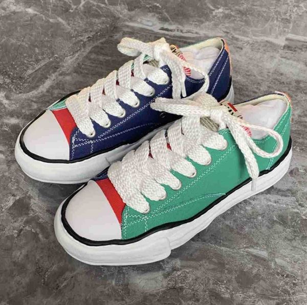 

dissolve sole canvas mmy shoes men casual shoes mihara yasuhiro yasuhiro women's sneakers vintage lace-up solid color matching men', Black