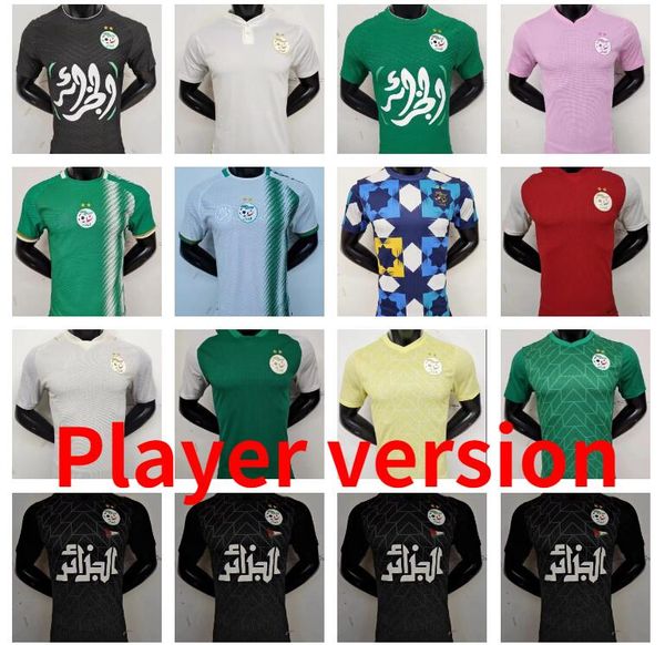 

2023 2024 algeria soccer jerseys fans player version slimani mahrez feghouli bennacer atal 2023 home away 22 23 24 football shirts uniforms, Black;yellow
