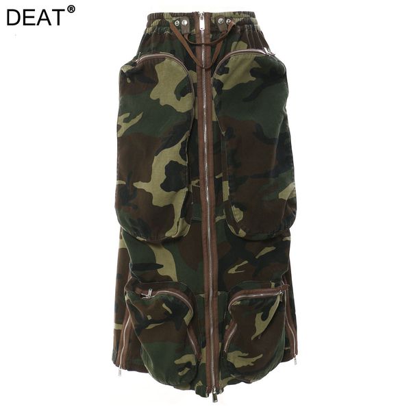 

skirts deat fashion women's skirt high waist camouflage three-dimensional zipper pocket side split skirts summer 17a6284 230824, Black