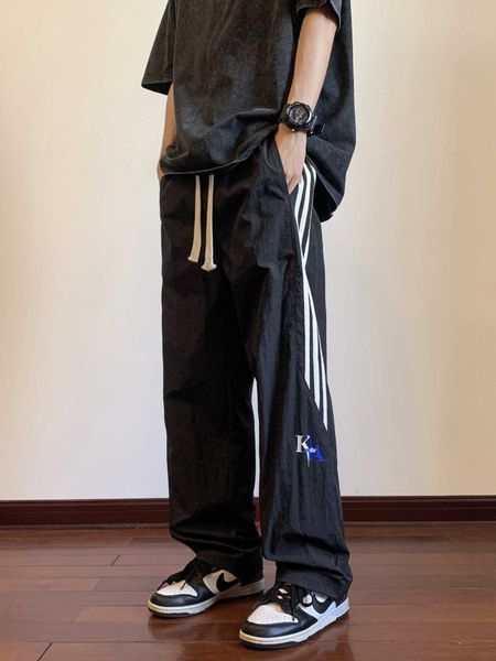 

charge pants for men's summer quick drying trend brand loose fitting straight tube sports casual pants, Black